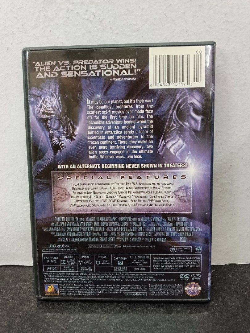 Original DVD: AVP Alien VS. Predator (Region 1) (Category: CDs & DVDs) located in Manila. Submitted by madmaxshop (Listing ID 1246086236, Image 2). Description: authentic, original letting go collection sale:).