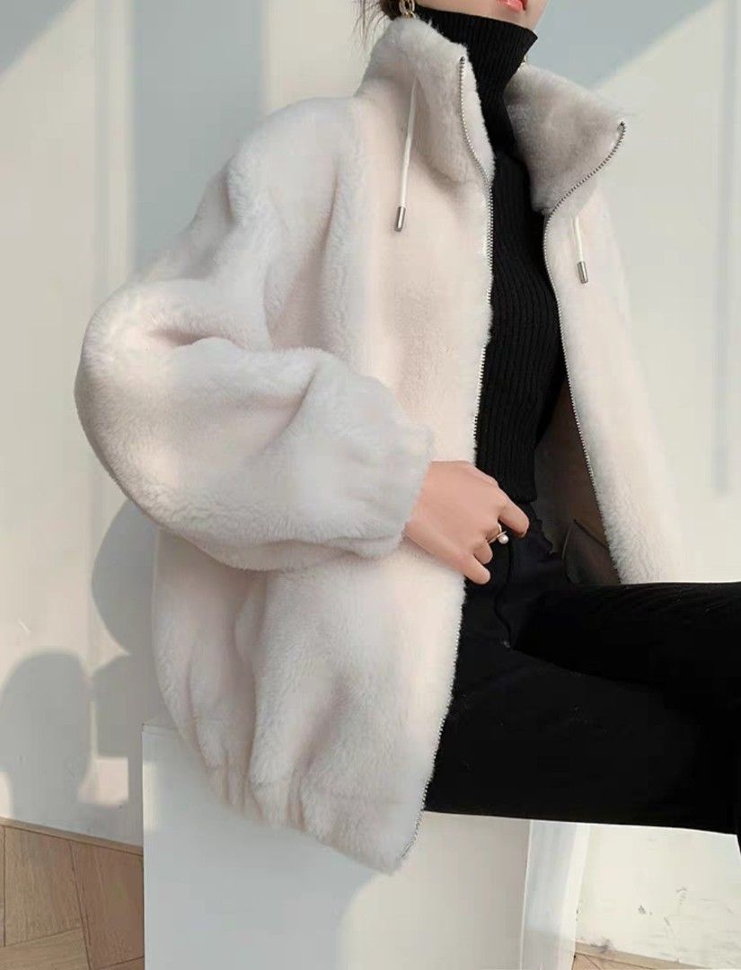 Fluffy hot sale oversized jacket