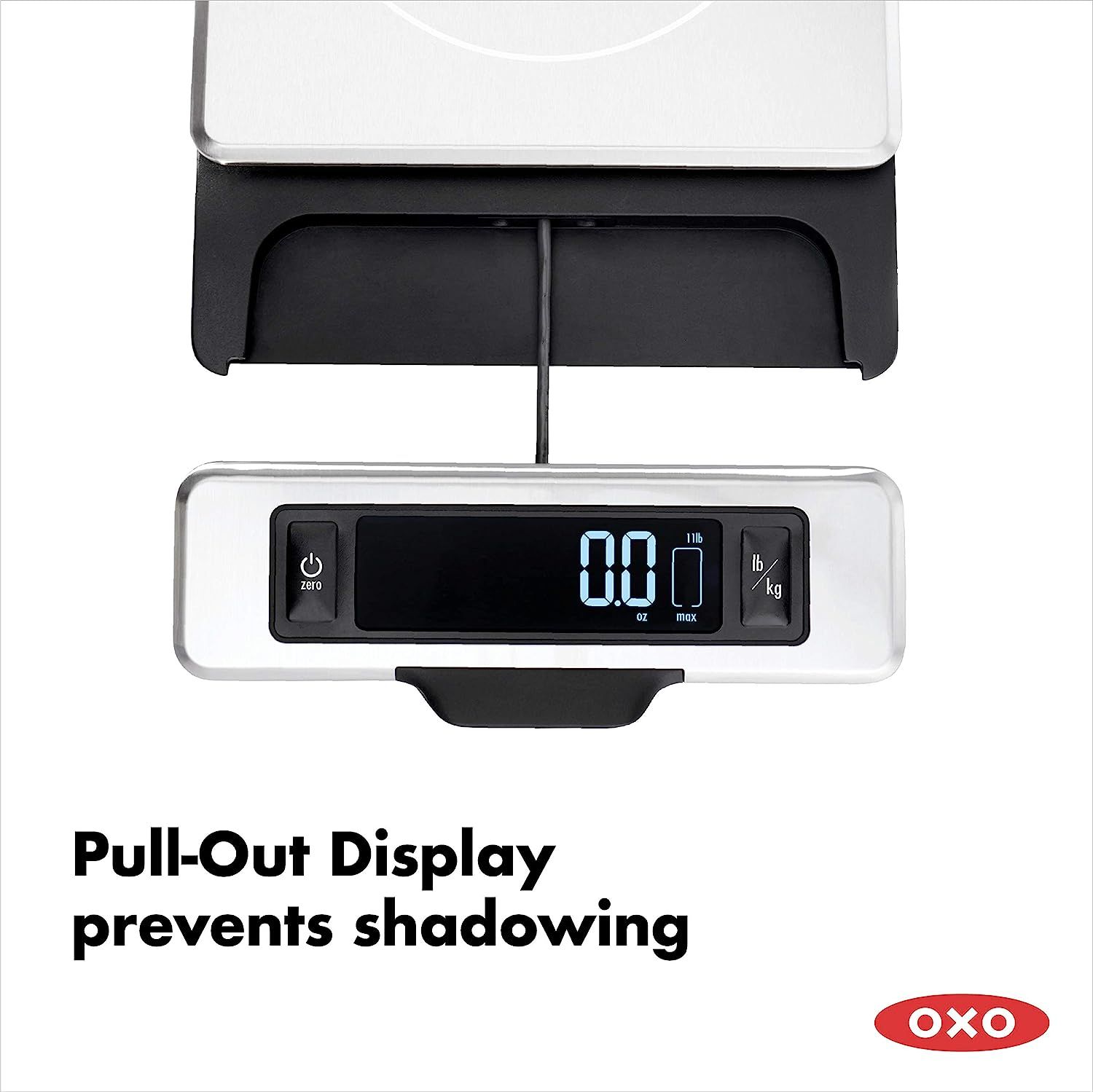 OXO Good Grips 11 Pound Stainless Steel Food Scale with Pull Out Display Food Scale Furniture Home Living Kitchenware Tableware Other Kitchenware Tableware on Carousell