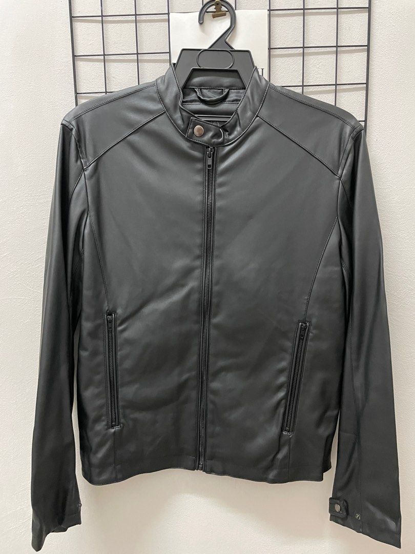 Mens pvc cheap biker jacket