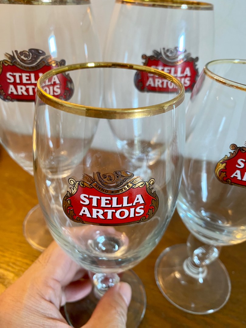 CLASSIC GOLD RIM STELLA ARTIOS BEER GLASS CHALICE – in2retro