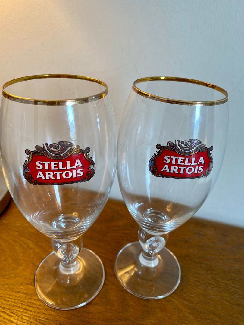 Pair of Stella Artois Original Beer Glass Chalice, 50cl (25cl and 33cl ...
