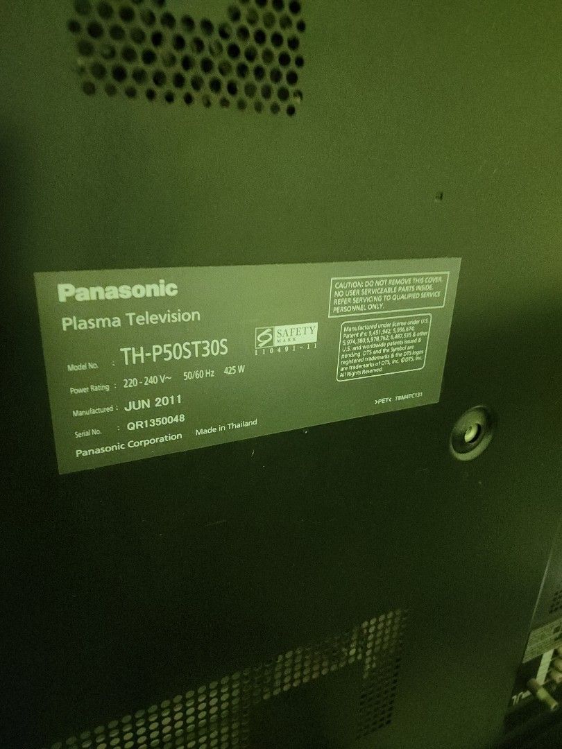 Panasonic 55" Plasma TV, TV & Home Appliances, TV & Entertainment, TV