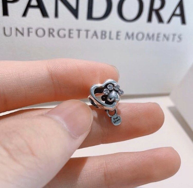 Pandora Moments Sparkling Paw Print Heart Charm Women s Fashion