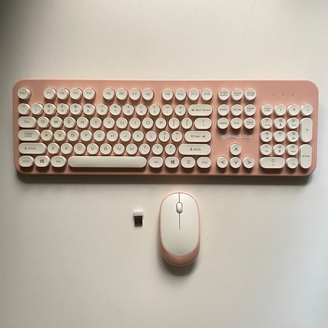 Pink Wireless Keyboard And Mouse With Number Pad Computers And Tech Parts And Accessories 7312