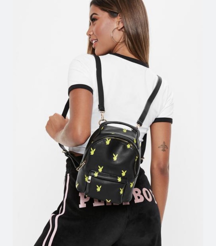 Playboy X Missguided Black Logo Mini Backpack