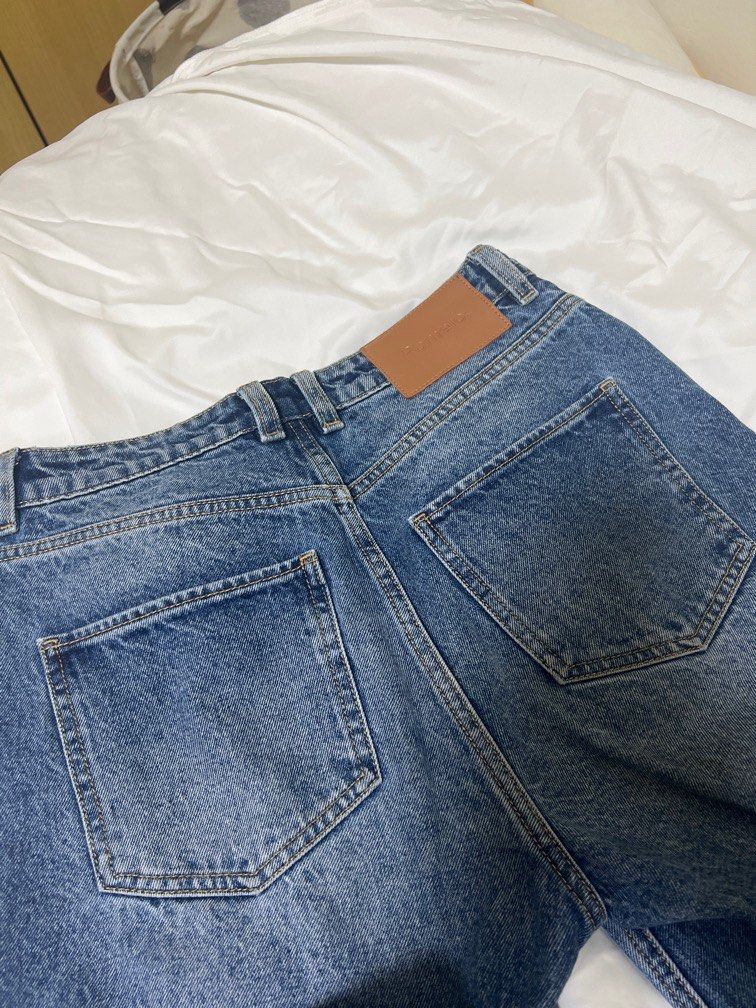 Pomelo high rise blue straight cut jeans, Women's Fashion, Bottoms