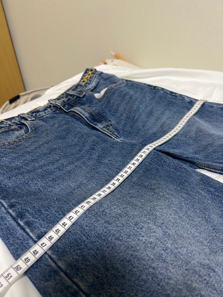 Pomelo high rise blue straight cut jeans, Women's Fashion, Bottoms