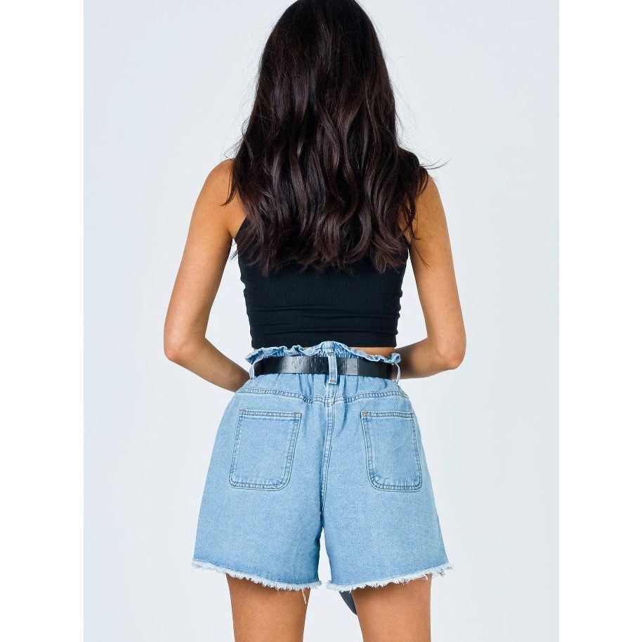 Open road denim paper bag shorts top