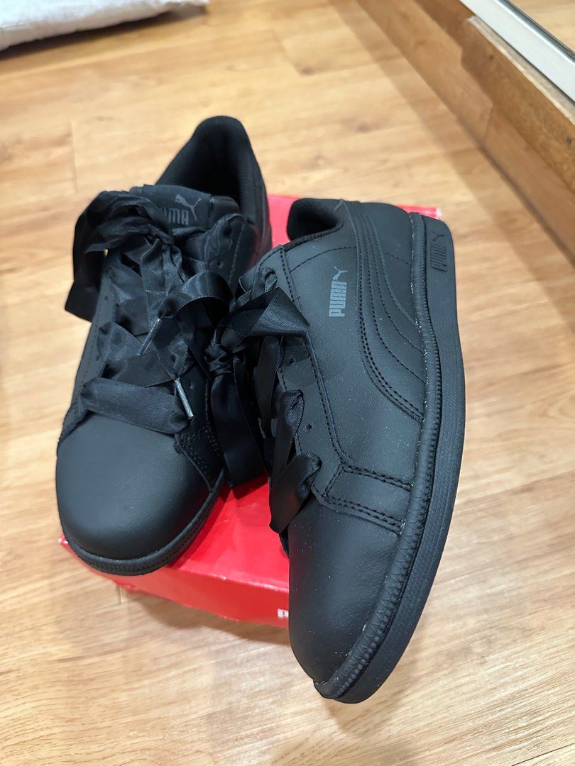 Puma noire lacet best sale satin