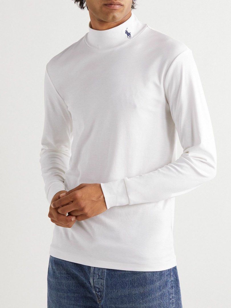 White long hotsell sleeve polo neck