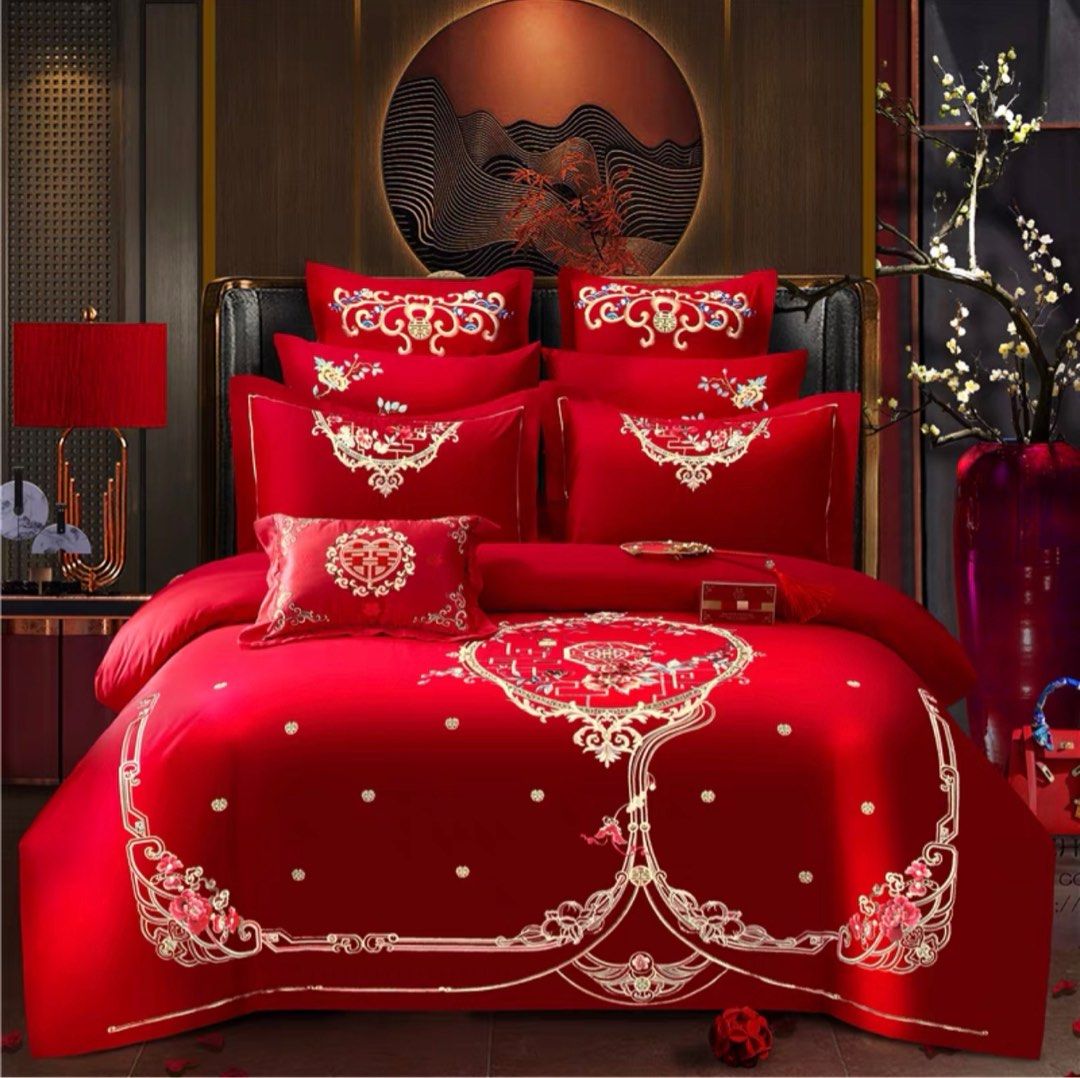Chinese wedding bed hot sale sheet