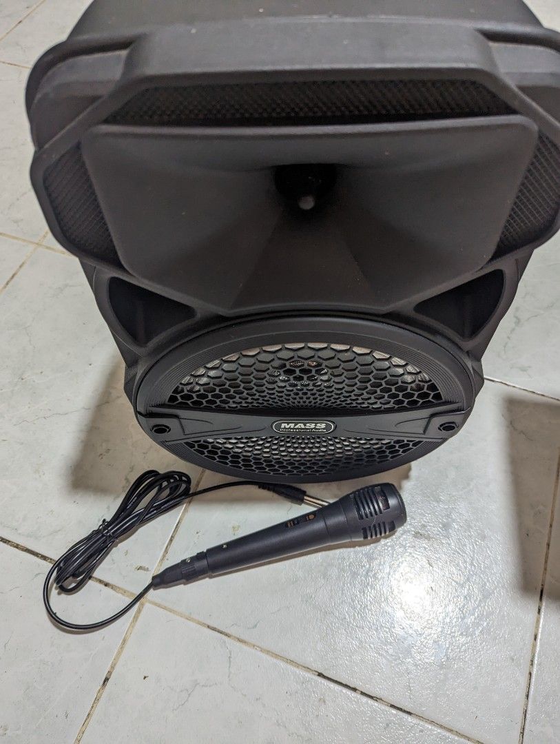 MASS Rechargeable Loud Speaker (Category: Soundbars, Speakers & Amplifiers) located in Orion. Submitted by prettymuch01 (Listing ID 1246163129, Image 3). Description: Rechargeable Loud Speaker - comes with HD microphone - Bluetooth support - USB and SD card support - AUX input Perfect working condition, no issue Just used for a little while then stored RFS: Excess equipment at home, not in use.