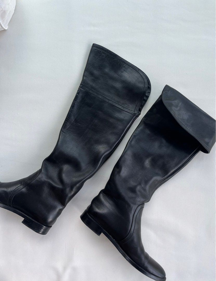 Mens knee cheap high boots black