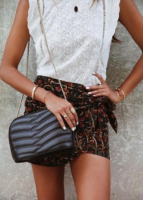 SEZANE Pacome Wrap Skirt Woodblock Dark Floral Print Women s