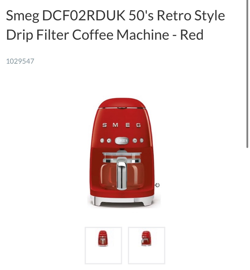 Smeg Drip Filter Coffee Machine, TV & Home Appliances, Kitchen