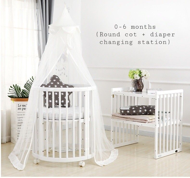 (Allin1) STOKKE inspired round / oval baby cot + many free items