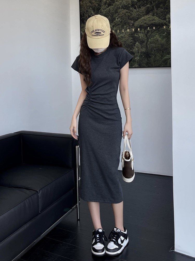 T shirt long dress casual grey Women s Fashion Dresses Sets Dresses on Carousell