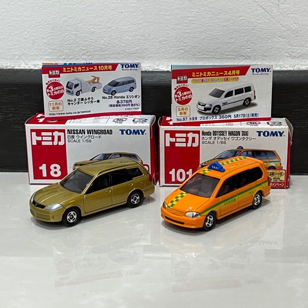 Tomica 18 Nissan Wingroad 101 Honda Odyssey Wagon Taxi with New Car sticker Hobbies Toys Toys Games on Carousell