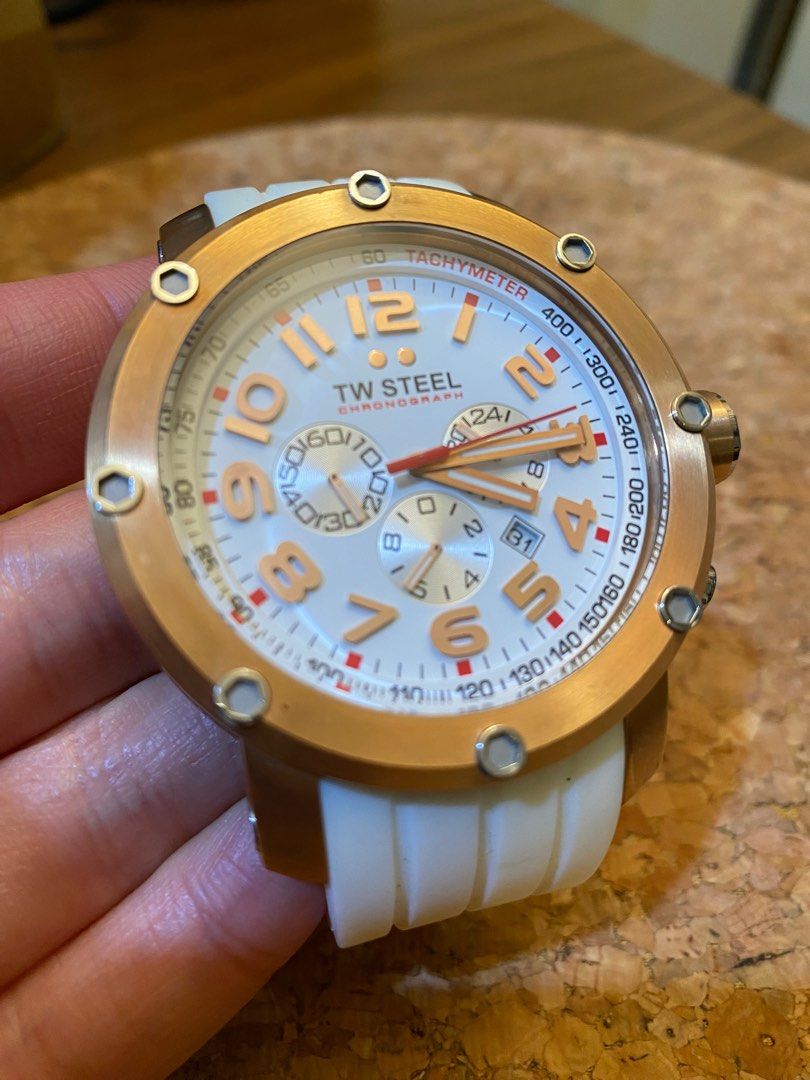 TW STEEL Grandeur Tech White TW133 ROSEGOLD WATCH Men s Fashion