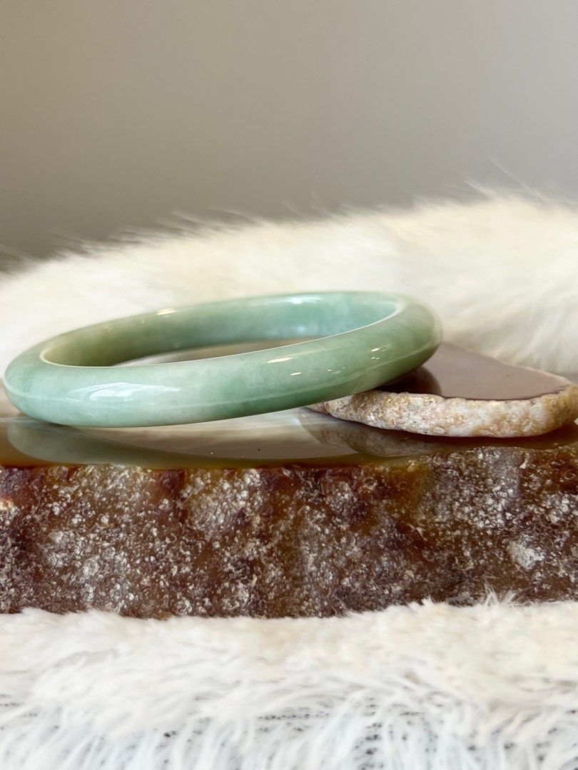 🍀 Natural Serpentine Jade Bracelet 55mm 天然岫岩花玉手镯 55mm, Women's Fashion,  Jewelry & Organisers, Bracelets on Carousell