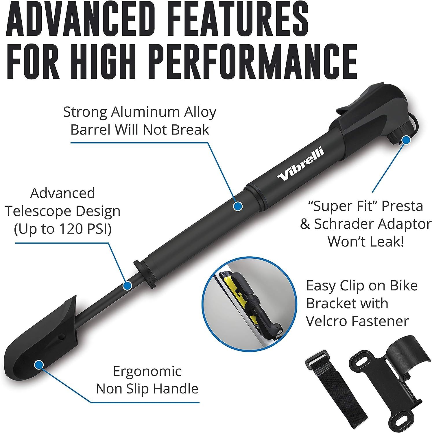 Vibrelli mini bike pump glueless store puncture repair kit