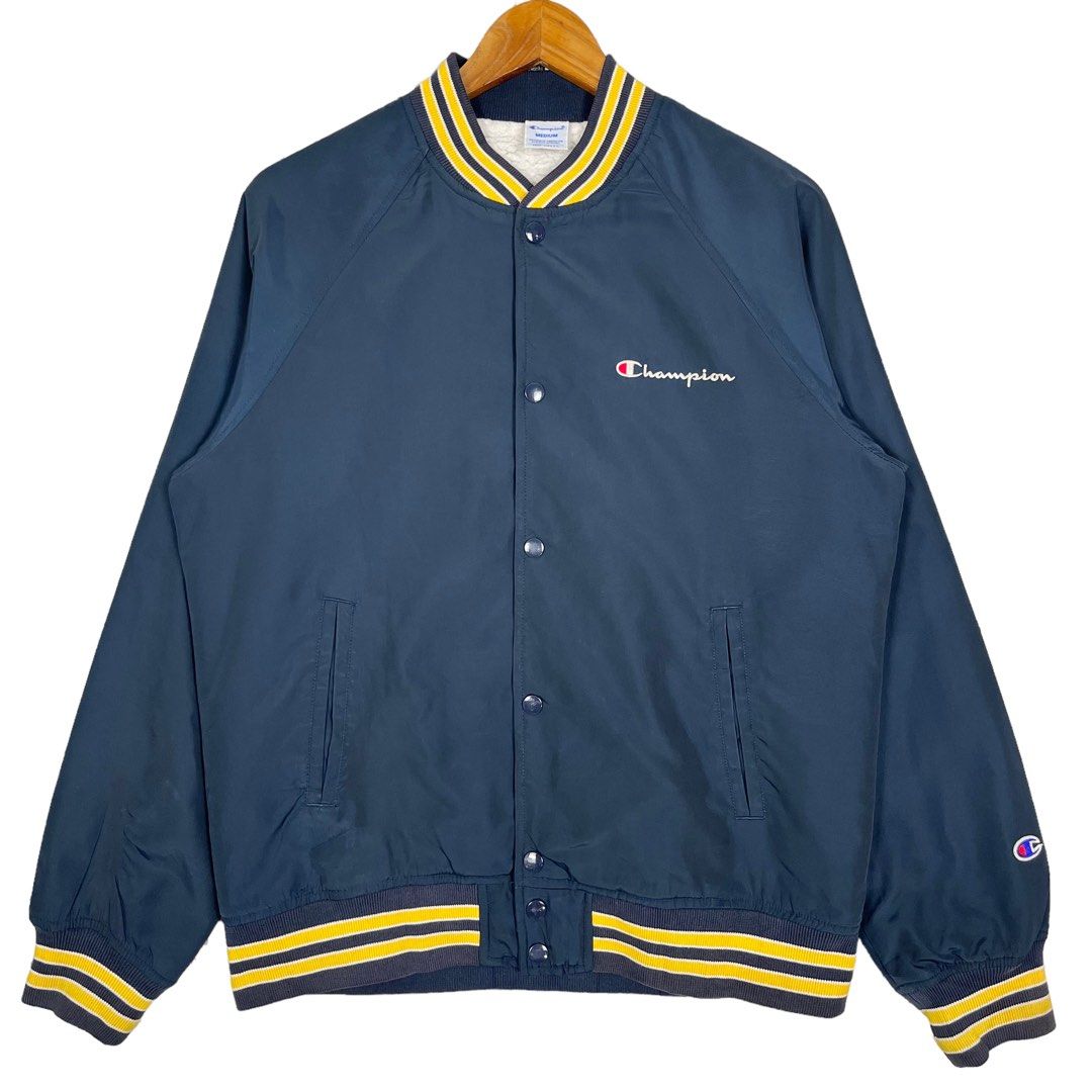 Champion satin navy baseball clearance jacket