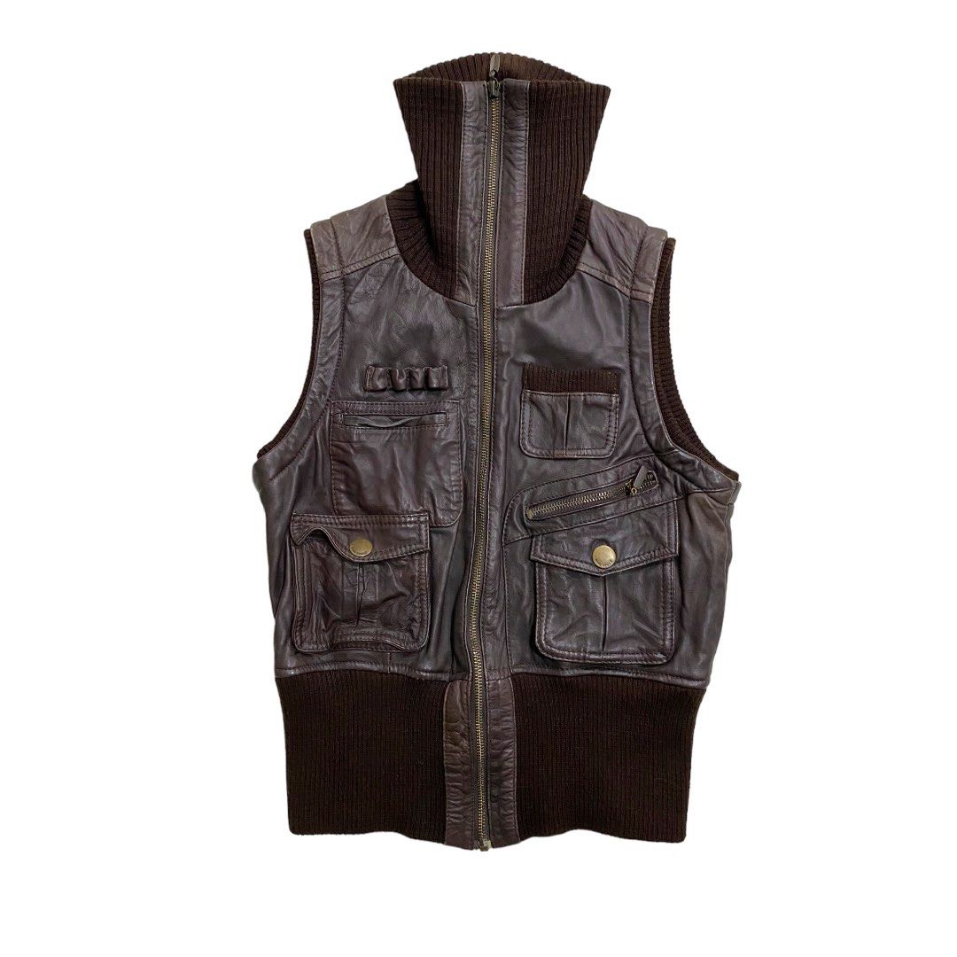 Vintage Archive MNG Sportswear Brown Leather Vest 2000s 90s