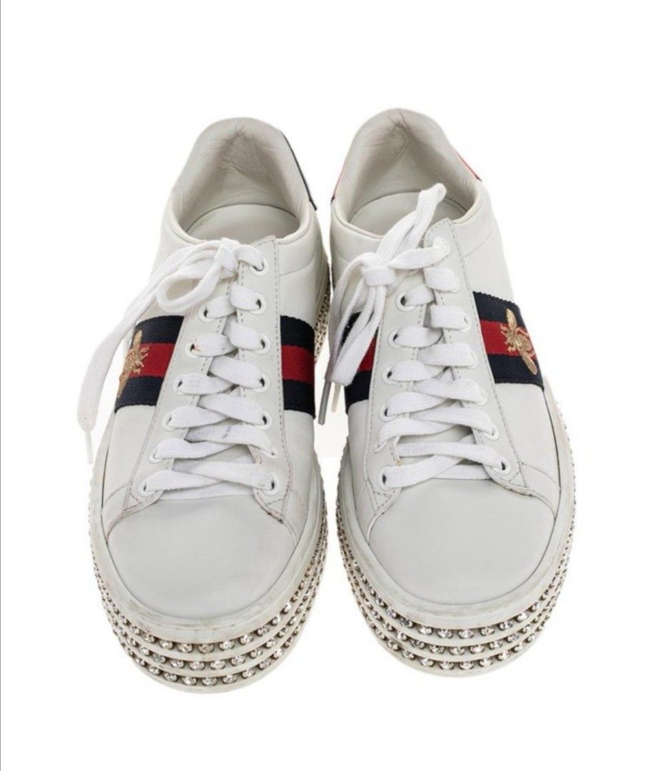 White embellished outlet trainers
