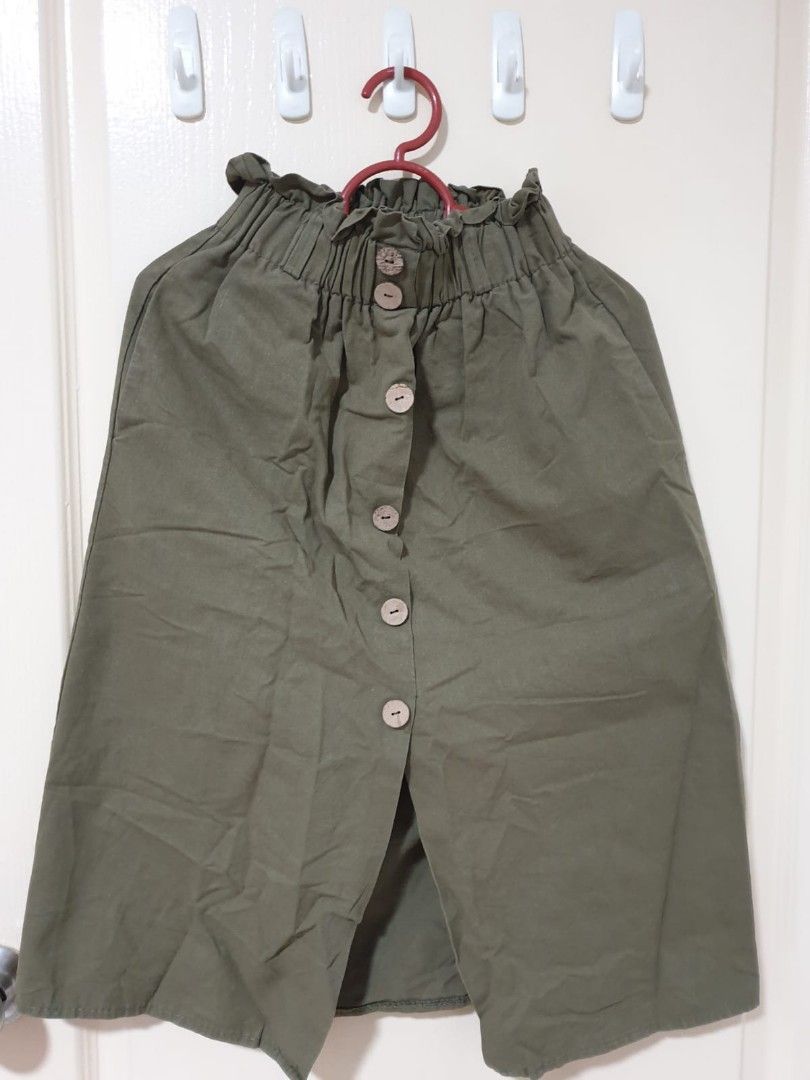 Elastic waist skirt mid length hot sale