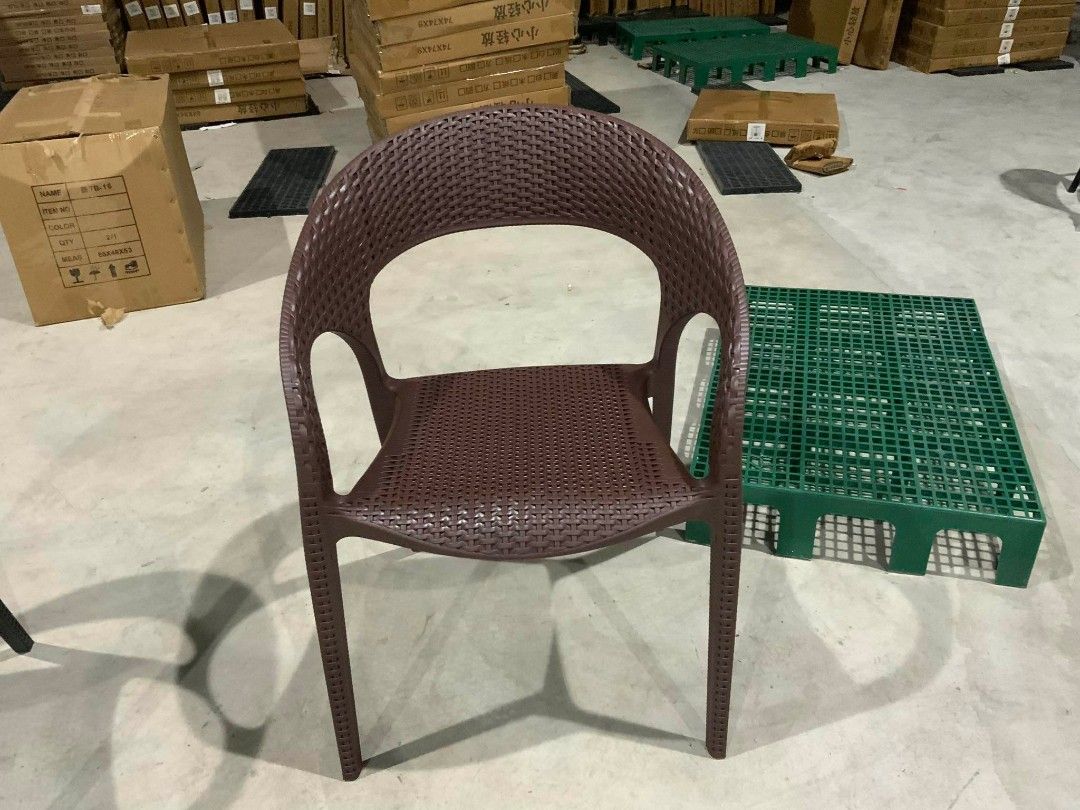 Woven rattan plastic chair on Carousell