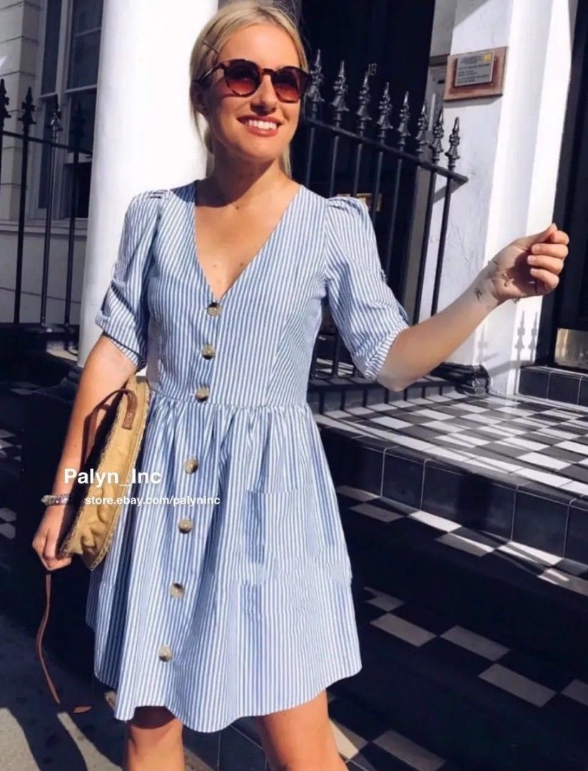 Zara Blue Stripe Dress, Women's Fashion, Dresses & Sets, Dresses on  Carousell