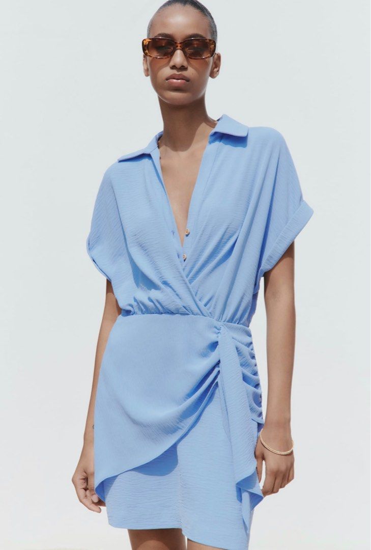 short draped dress zara