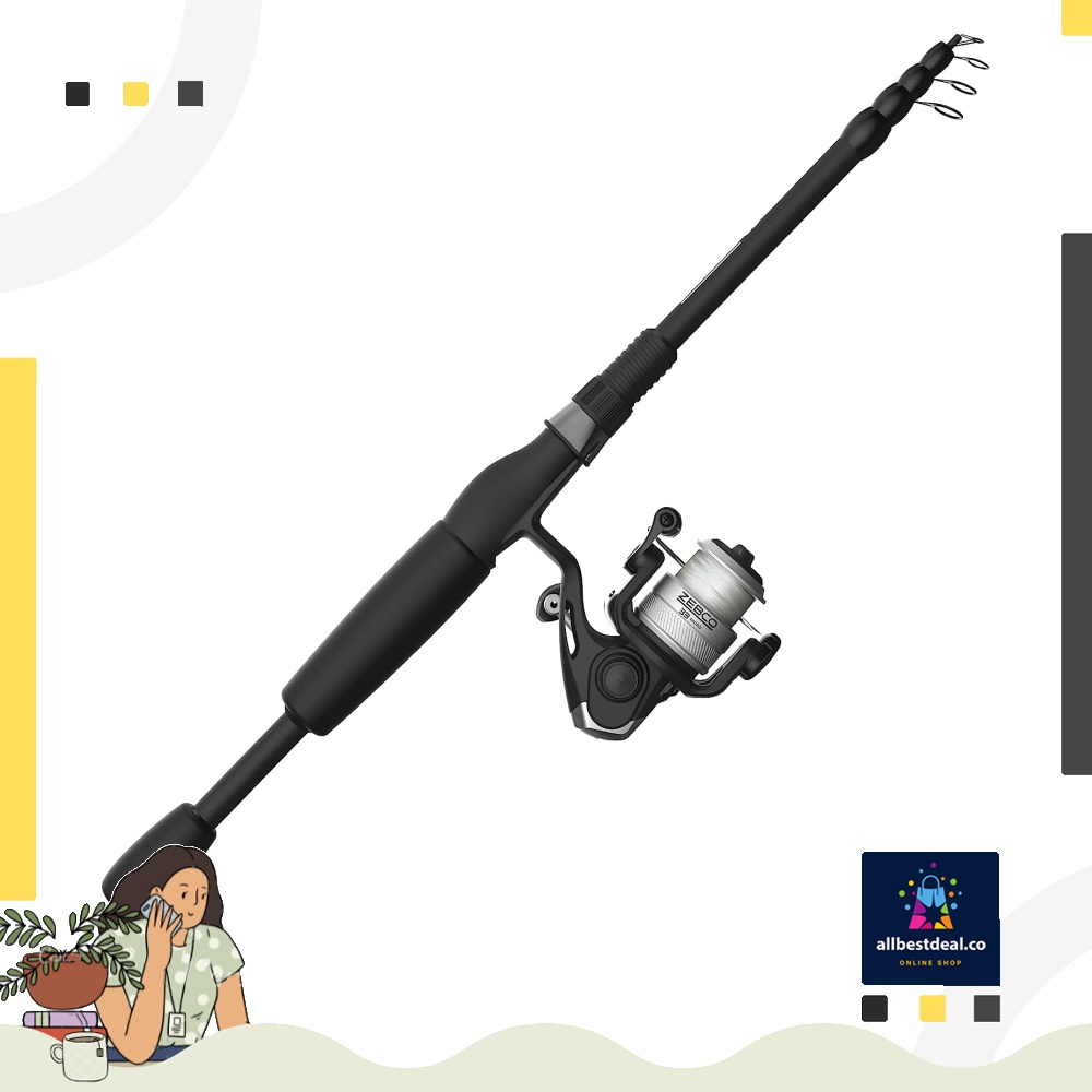 CLEARING) Zebco 33 Spinning Reel and Telescopic Fishing Rod Combo