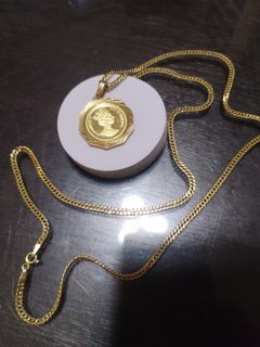 18k saudi necklace with k18/k24 gold japan pendant