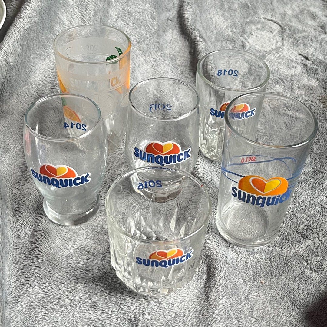 6pcs sunquick glass, glassware, cawan sunquick, Furniture & Home Living ...