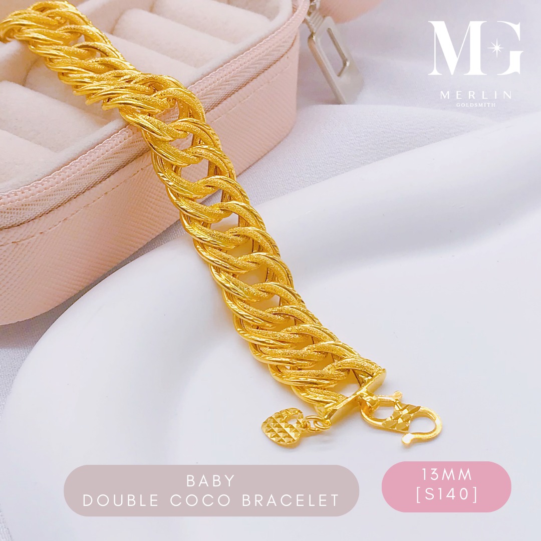 SOLD 916 Gold Baby Double Coco Bracelet 13mm S140 Women s