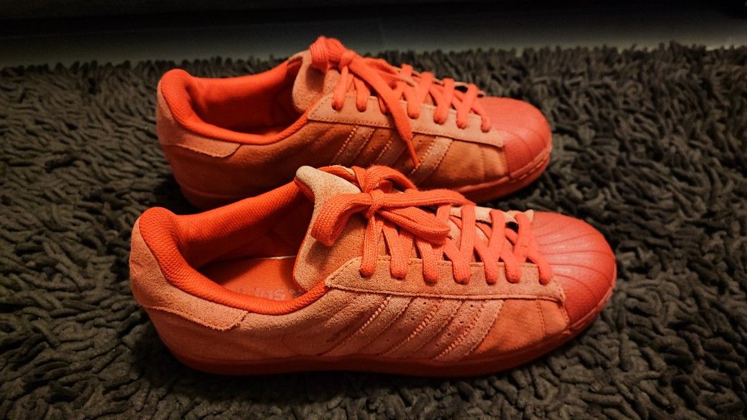 Adidas Superstar Red Suede Sneakers UK9 Men s Fashion Footwear