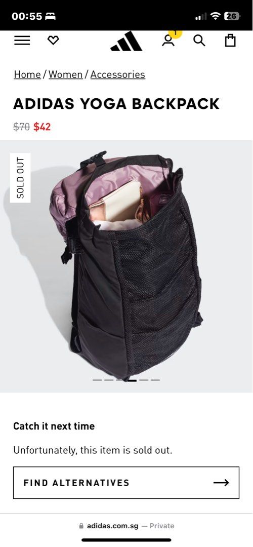 Adidas Yoga Backpack, Women's Fashion, Bags & Wallets, Backpacks on  Carousell
