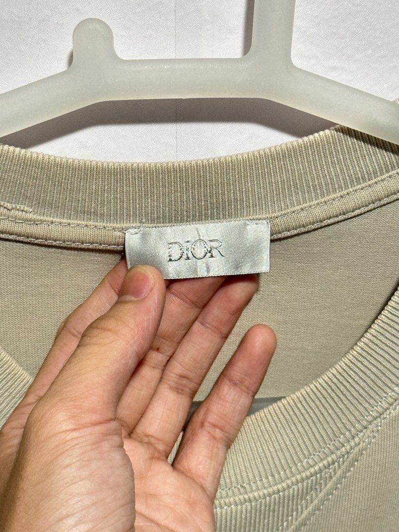 AIR DIOR EMBROIDERED TEE IN GRAY BEIGE Luxury Apparel on Carousell