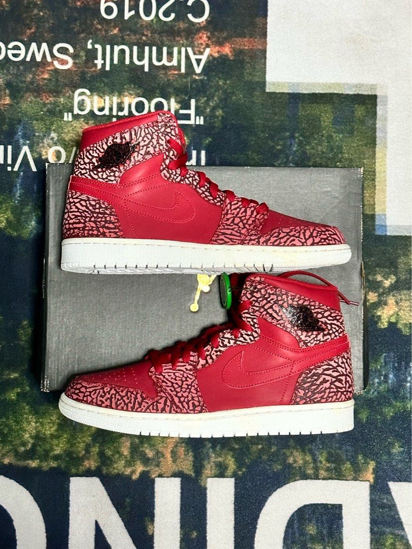 Air jordan 1 discount red elephant print
