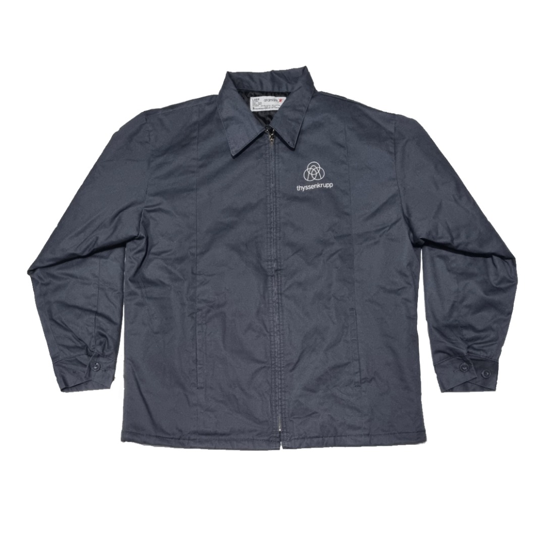 ARAMARK Quilted Lined WORK JACKET Mens Large Reg Navy Blue Full Zip