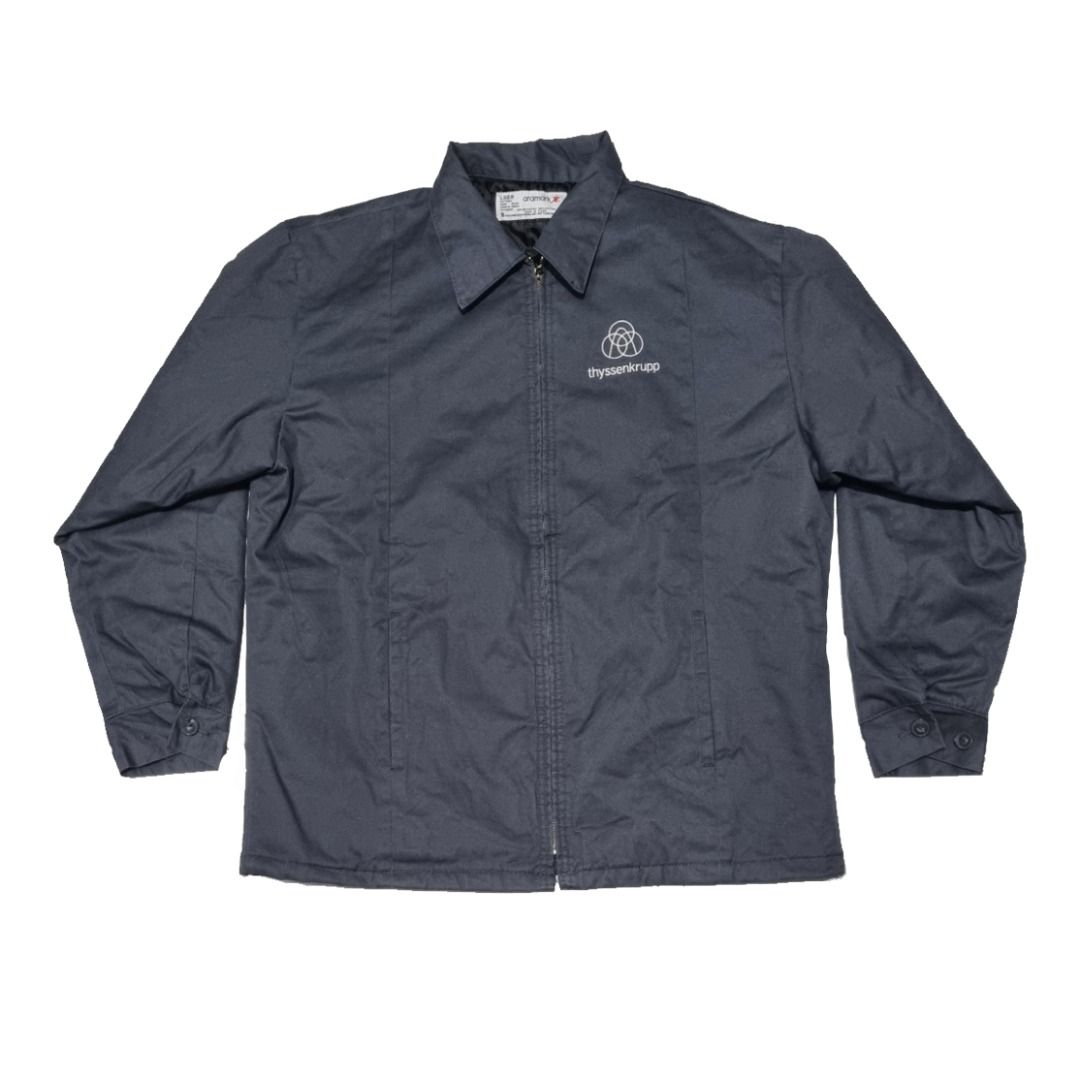 ARAMARK Quilted Lined WORK JACKET Mens Large Reg Navy Blue Full Zip