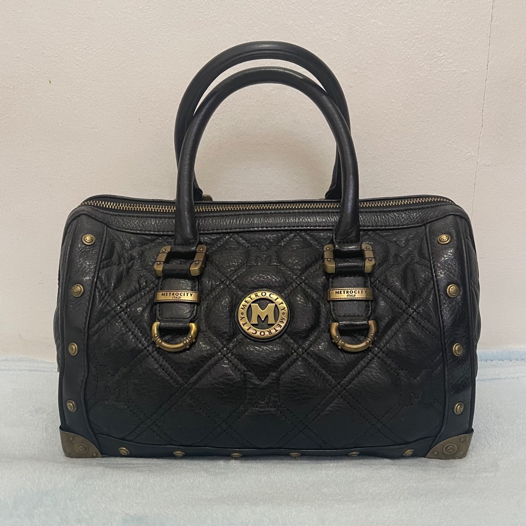 Vintage Metrocity Braccialini Black & Gold Handbag Purse