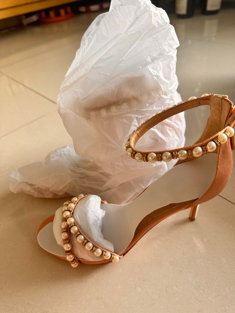 Gold heels with clearance pearls