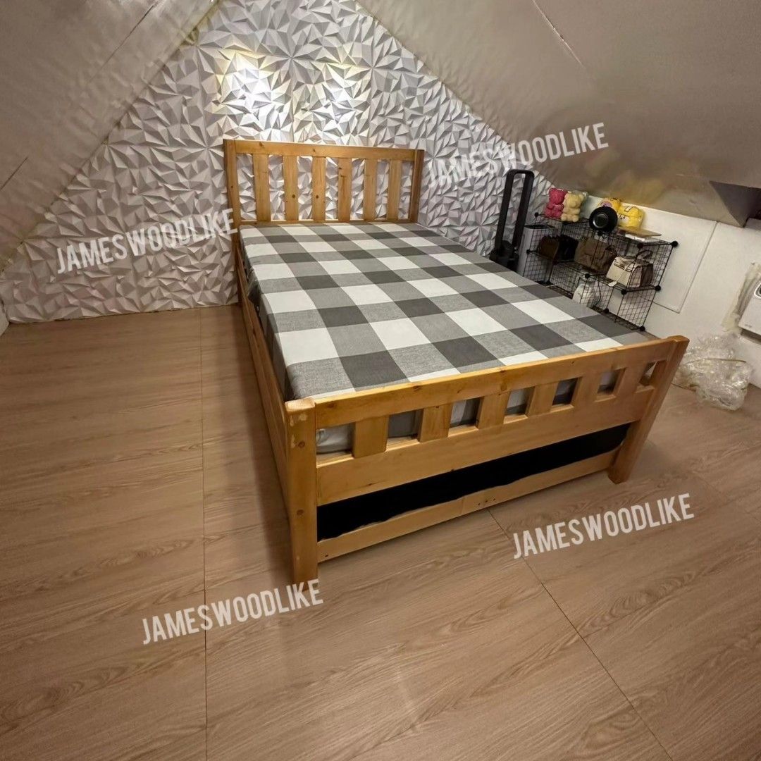 BEDFRAME WITH PULL OUT BED (Category: Bed Frames & Mattresses) located in General Trias. Submitted by jameswoodlike (Listing ID 1246231573, Image 2). Description: "Let a SMILE be your umbrella in this Rainy day" 🌧️🤗 Smile ka naman dyan beshie Koh! 🤸🤸🤸 Here's an AFFORDA-TIBAY bed na mapapa smile ka tlga! Kasi GOOD BUY na GOOD BUY ka dito! 😁 ‼️ MESSAGE US NOW‼️ ✅ BF17 Bed design ✅ Semi double 48x75 Bed for the main bed ✅ Semi double 48x75 Bed