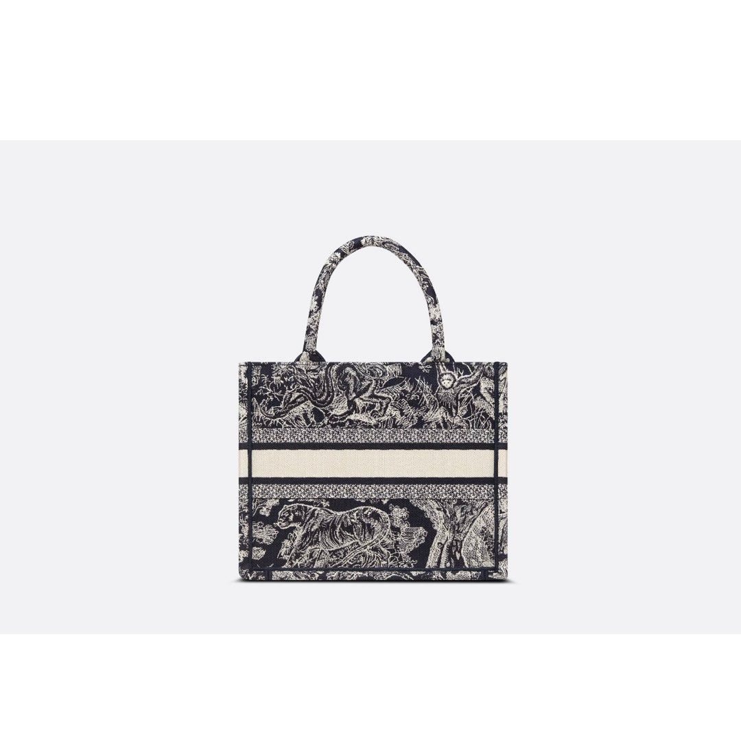 Medium Dior Book Tote White and Black Toile de Jouy Voyage Embroidery (36 x  27.5 x 16.5 cm)