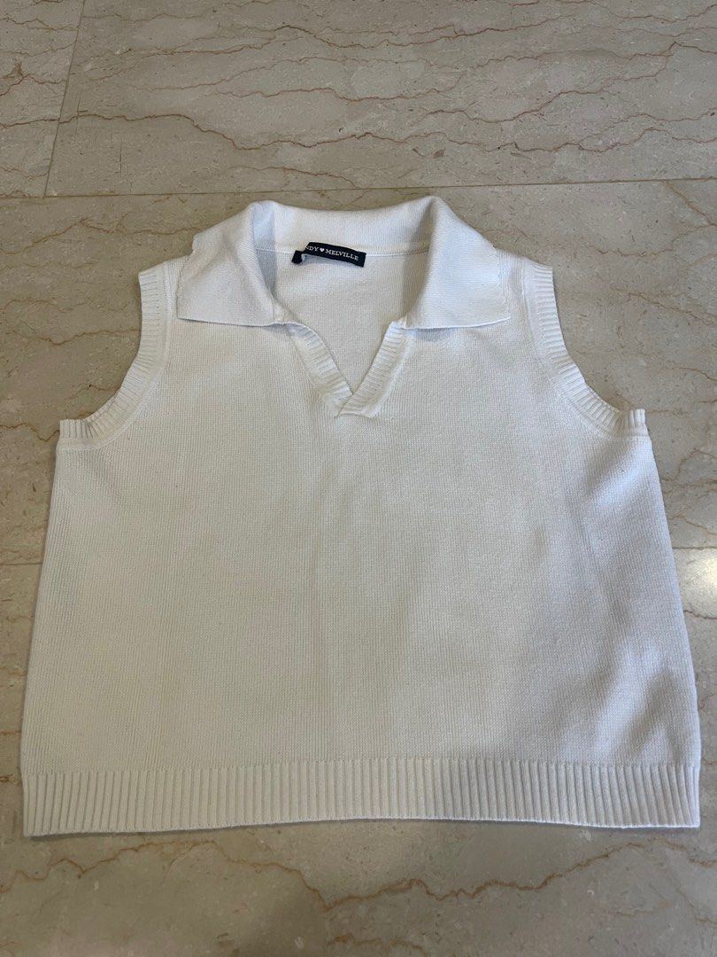 White polo sweater top vest