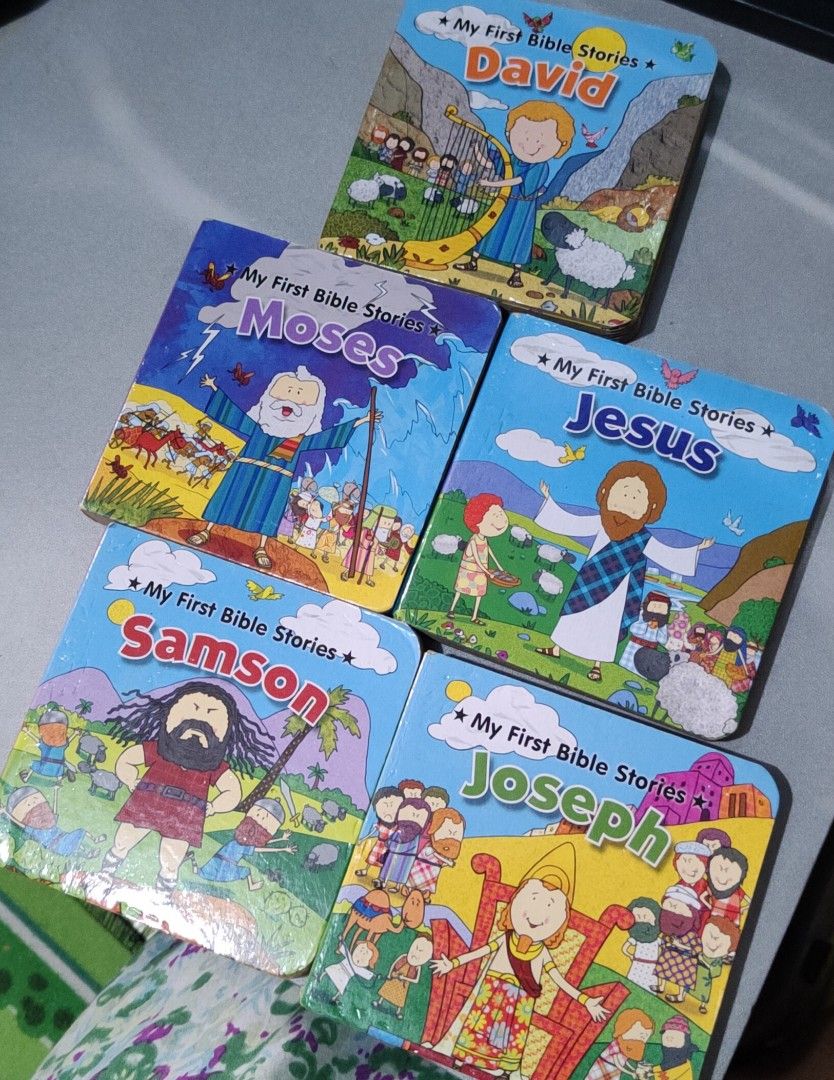 (Bundle) My First Bible Stories Series (Category: Children's Books) located in Manila. Submitted by thejdorcasproject (Listing ID 1246211146, Image 1). Description: Board books. No tears or missing pages inside. Pages are intact. Minor scuffs or other signs of usage on the exterior. Selling as bundle.