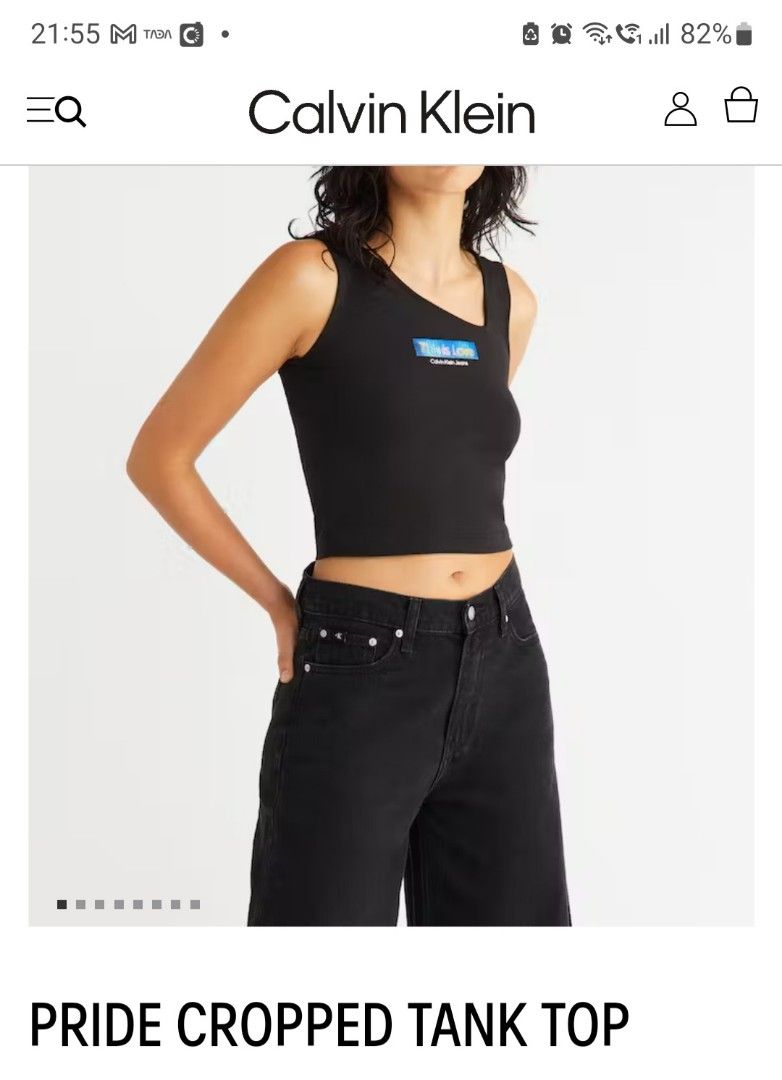 Calvin klein Black crop Women s Fashion Tops Sleeveless on